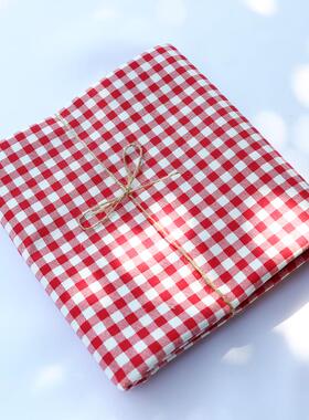 节日红色格子桌布棉麻简约ins餐桌茶几布艺家用轻奢宿舍书台盖布