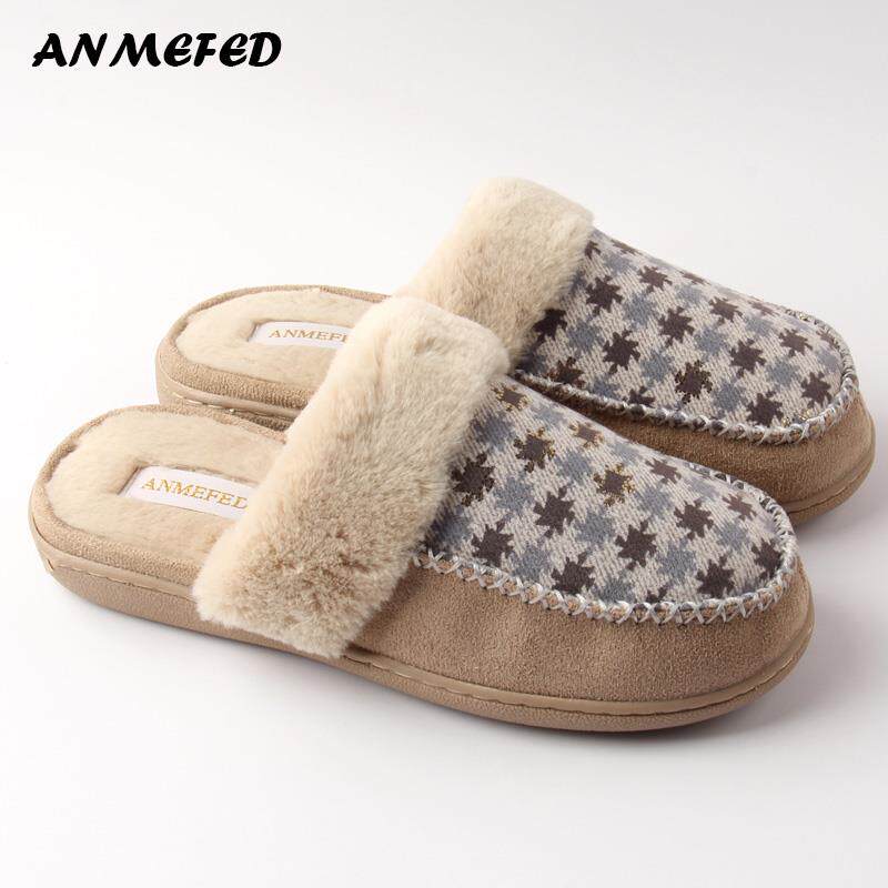 出口拼接麂皮个性秋冬女士拖鞋保暖气加厚底防滑居家用手工棉拖鞋