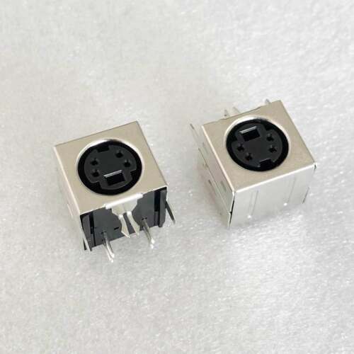 MINI4芯母座 S端子插座 全包90度鱼叉 DIN8P电源母座4-19B