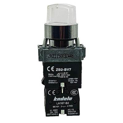 KNDELE科耐达 LA167-B2-BK2173/3172两常开触点白色带灯旋钮开关