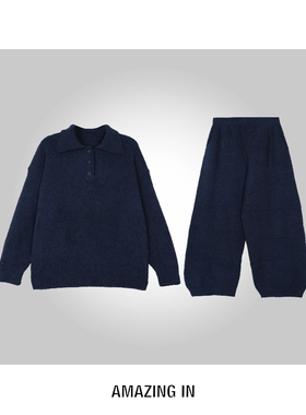 AMAZING IN | 家居服 | 加厚毛绒POLO领套装A251126-AI5BDCT8907