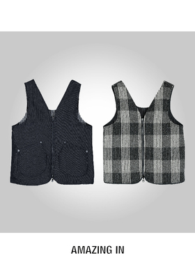 AMAZING IN | 多功能 | 双面穿格纹牛仔马甲 A250828-AI58CWT1168