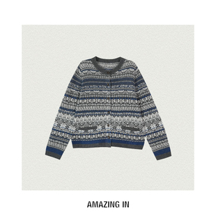 A251219 1oo%绵羊毛费尔岛提花针织开衫 AI5CDSW8F148 AMAZING