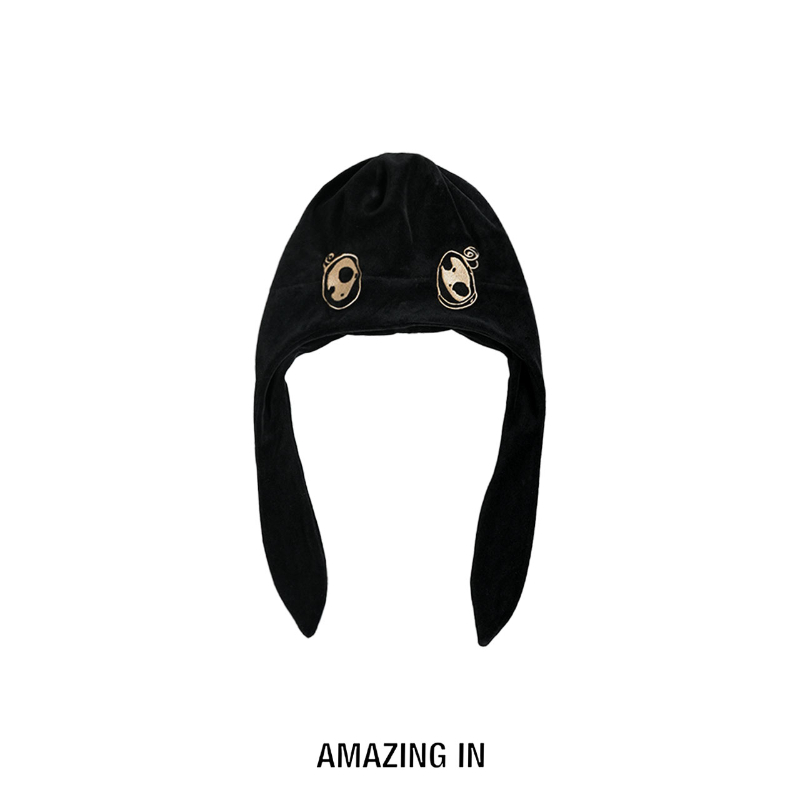 AMAZING IN | 幸运印花图案 | 亲肤遮耳帽子A250928-AI59CHT003BK