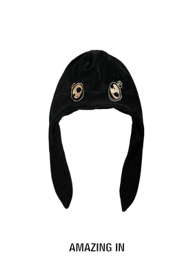 AMAZING IN | 幸运印花图案 | 亲肤遮耳帽子A250928-AI59CHT003BK