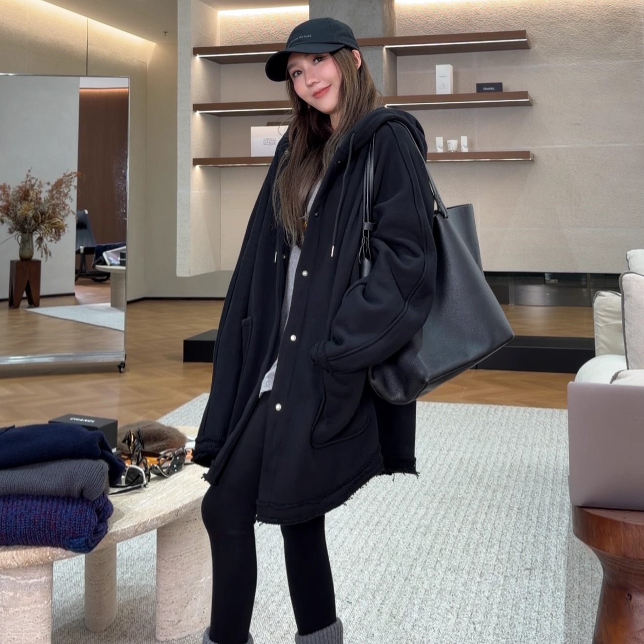 AMAZING IN | 1oo%棉 |高克重连帽毛边外套女A251201-AI5BDTJ0005