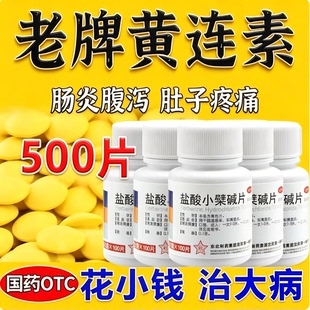 黄连素盐酸小檗碱100片正品肠道感染肠炎胃肠炎腹痛止泻药拉肚子
