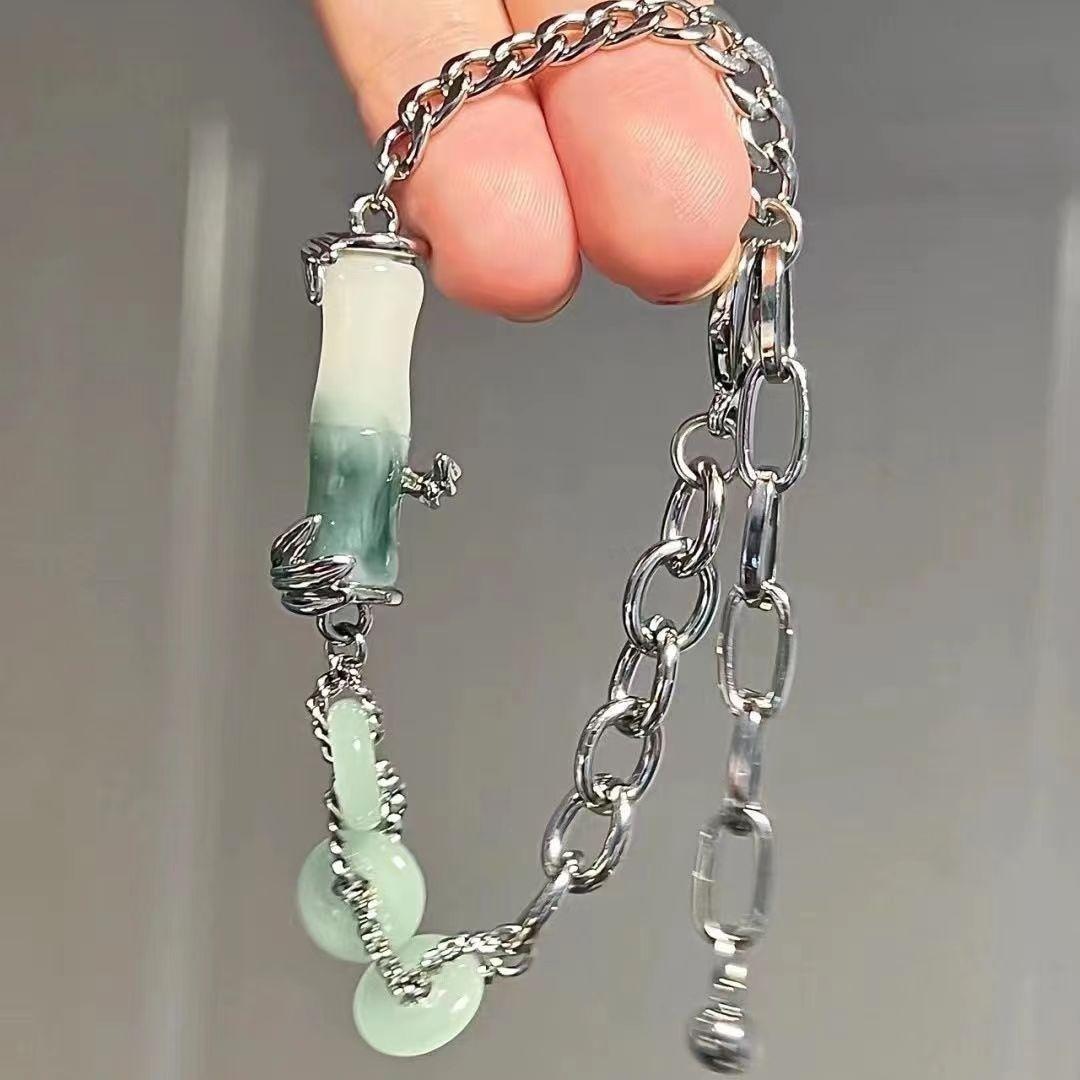 好事高级感镯子水墨竹节平安扣