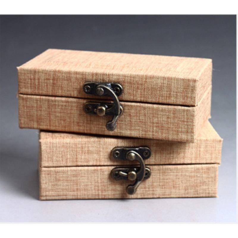 玉石皮盒首饰新款高档锦盒布盒松木单章细麻布瓷器收纳盒创意古董