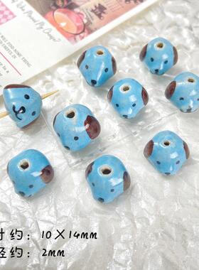 【小清新系】日系陶瓷蓝色系列散珠DIY手工串珠项链手链隔珠材料