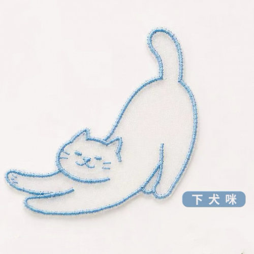可爱治愈慵懒猫咪刺绣书签半透