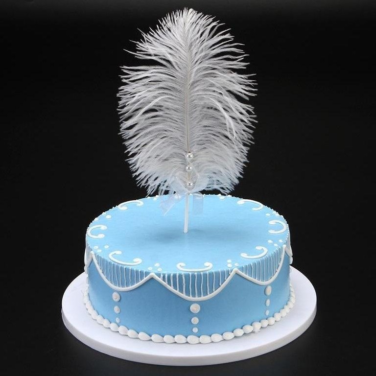 羽毛插件灯串摆件白色网红蛋糕