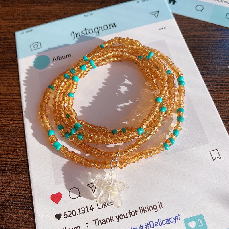 奶油风多巴胺DIY手工小米珠手串