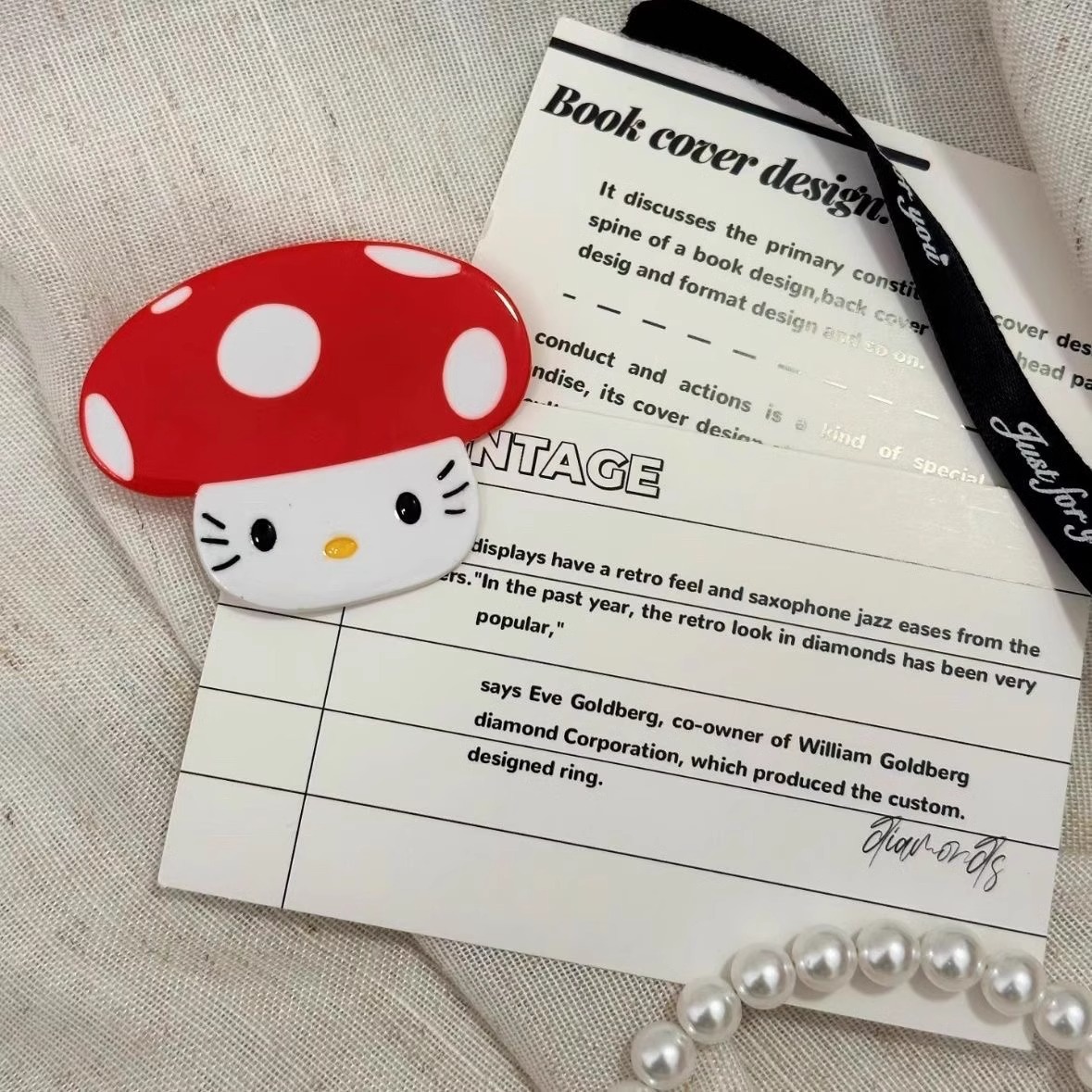 红蘑菇kt猫发夹可爱红色Kitty