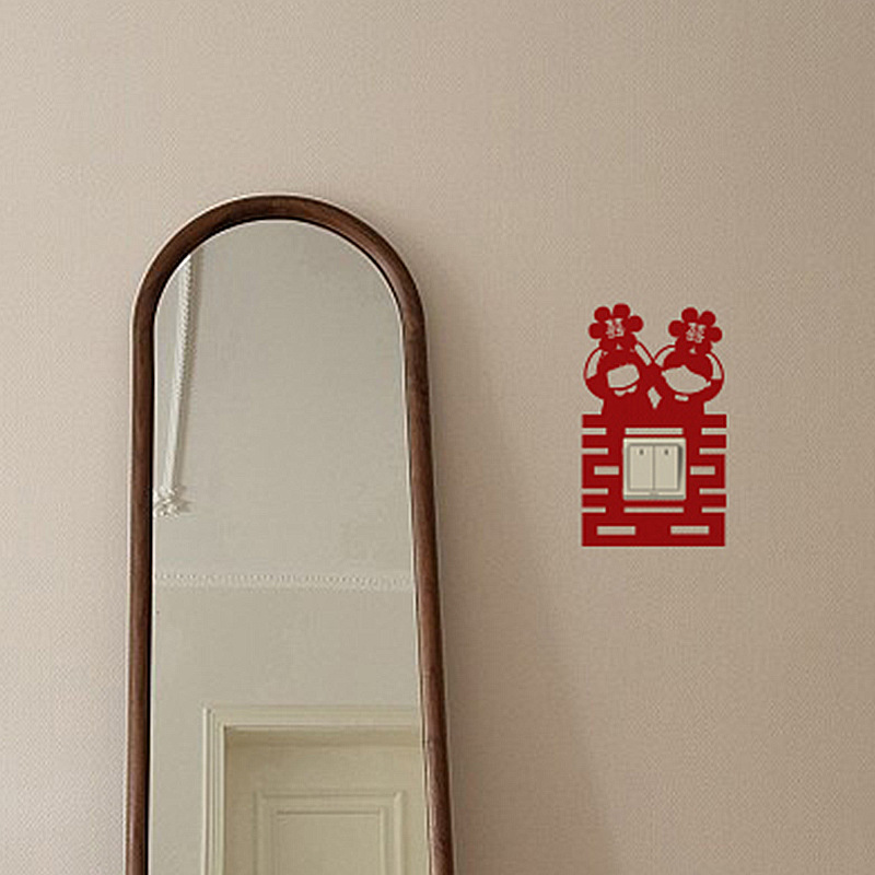 拍摄结婚无纺布客厅出片婚房布置开关贴喜字贴创意可爱婚庆高级