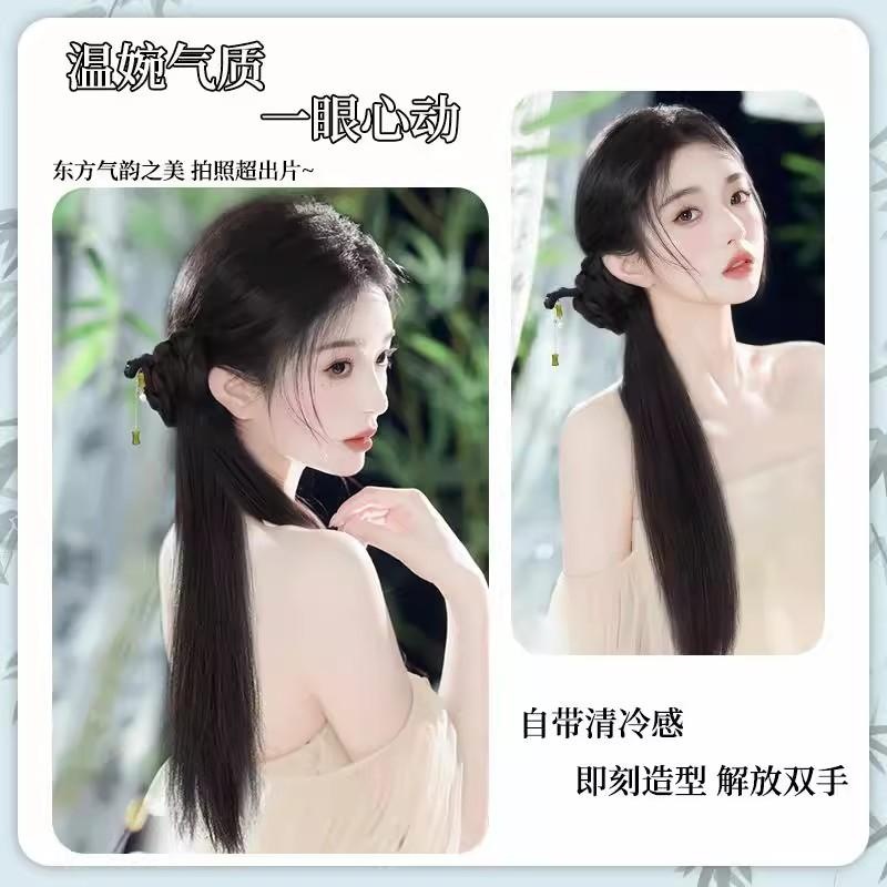 新中式假发辫马尾女轻国风假发