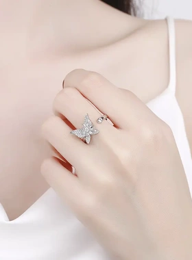 欧美时尚金色锆石旋转戒指女套装个性设计手饰