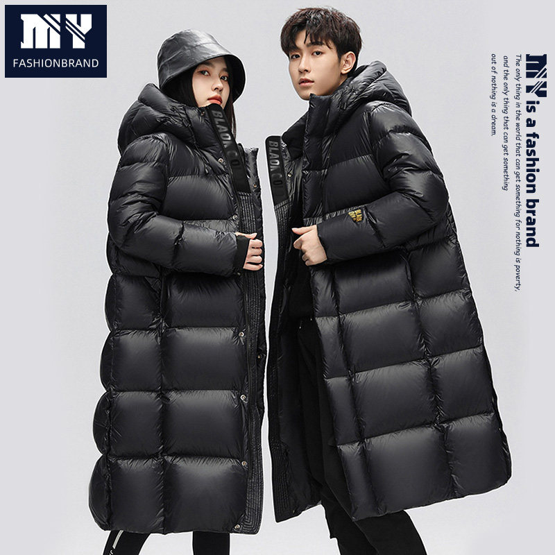 【官方正品】2025新款冬季过膝长款羽绒服情侣男女同款鹅绒服YF