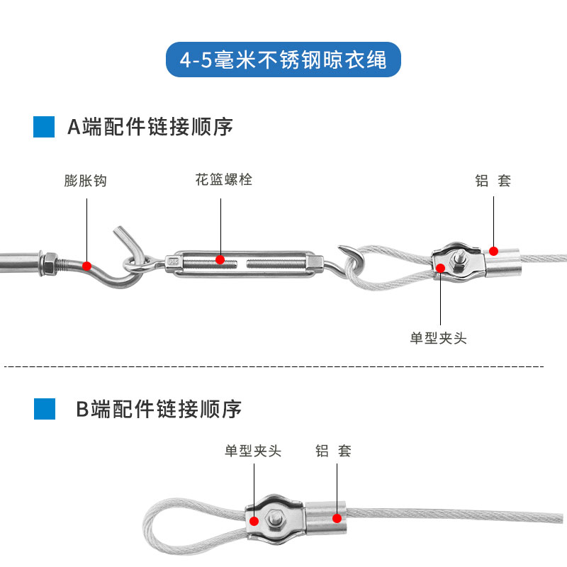 不锈钢304包塑晾衣绳神器户外室外晒被子钢丝绳家用阳台凉衣楼顶