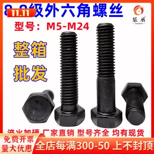 M4M5M6M8M10M12M14M16M18M20M 8.8级发黑外六角高强度螺丝整箱