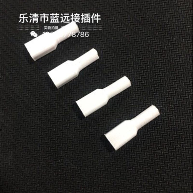 矽胶护套187直扁形4.8插簧保护套端子绝缘护套耐高温阻燃白色5000