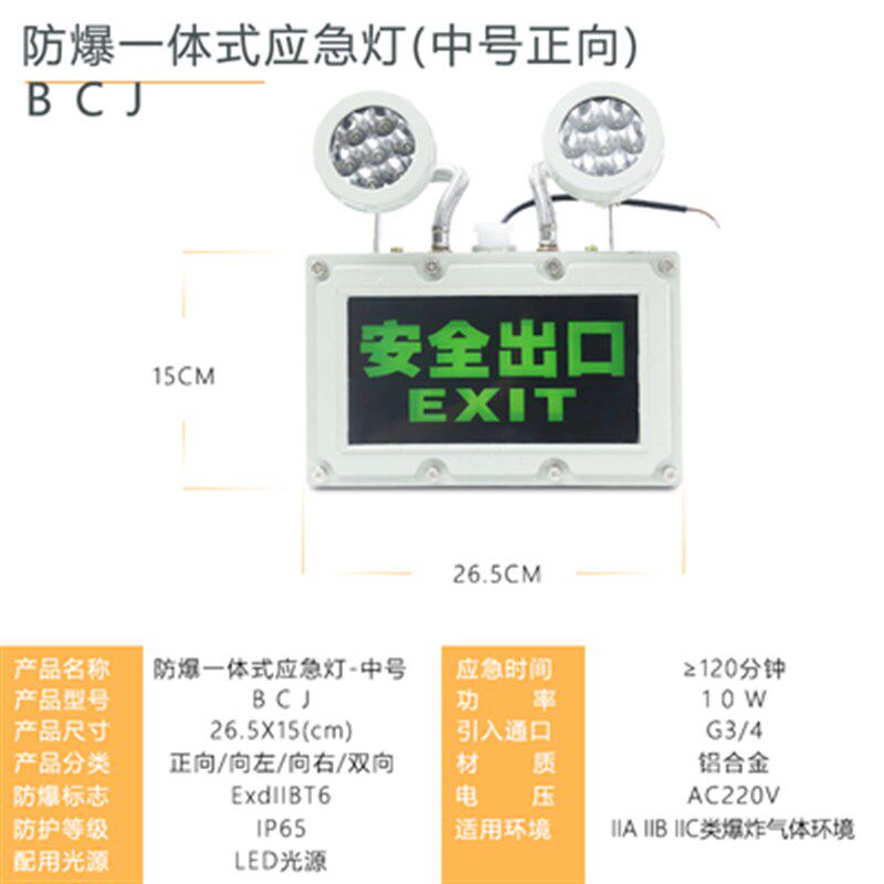 包邮 防爆应急灯 消防双头照明灯 安全出口BCJ-2X20标志灯 LED