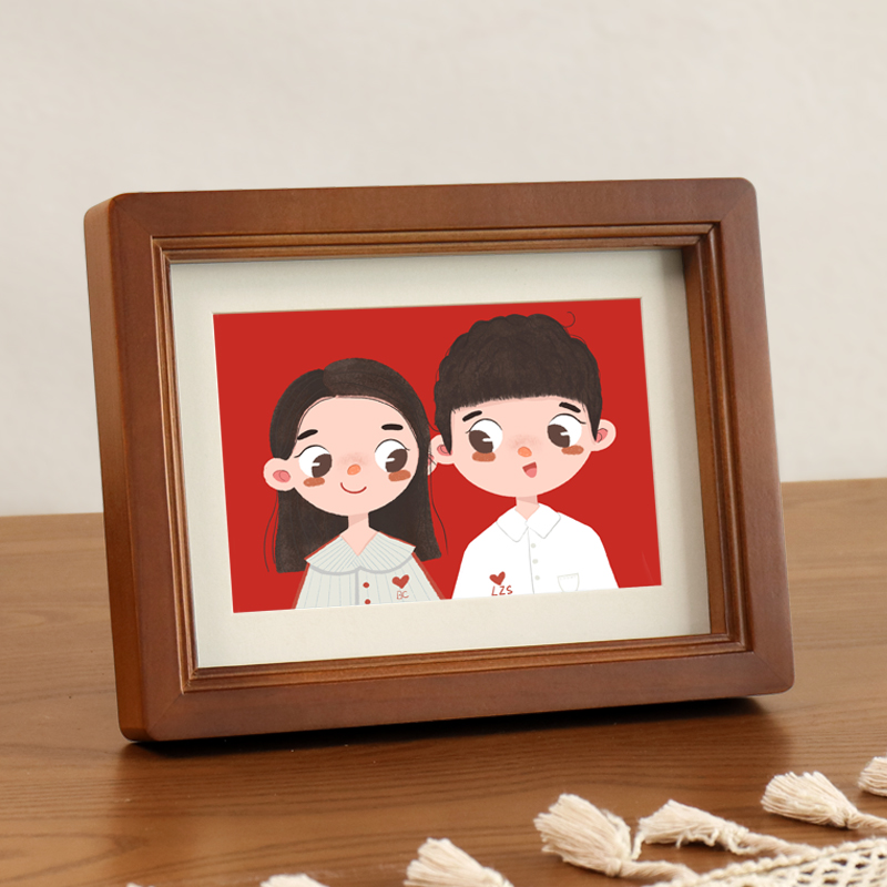 高级感海马体结婚登记照相框6寸7寸8证件照新婚周年纪念定制摆台