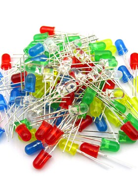 5MM直插发光二极管 高亮 红 黄 蓝 绿 白色 5灯珠 F5指示 LED