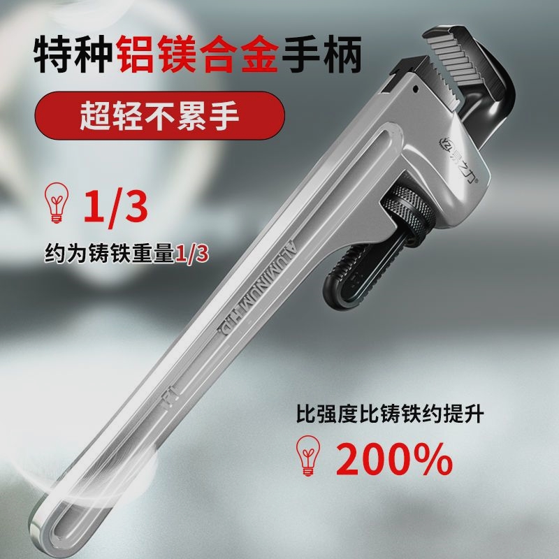 德国进口易之力铝合金工业级管钳子家用万能扳手快速两用多功能水