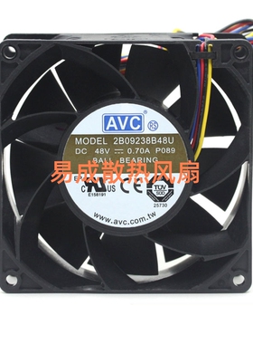 AVC 2B09238B48U 9038 48V 0.70A 9CM 4线 暴力 大风量变频器风扇