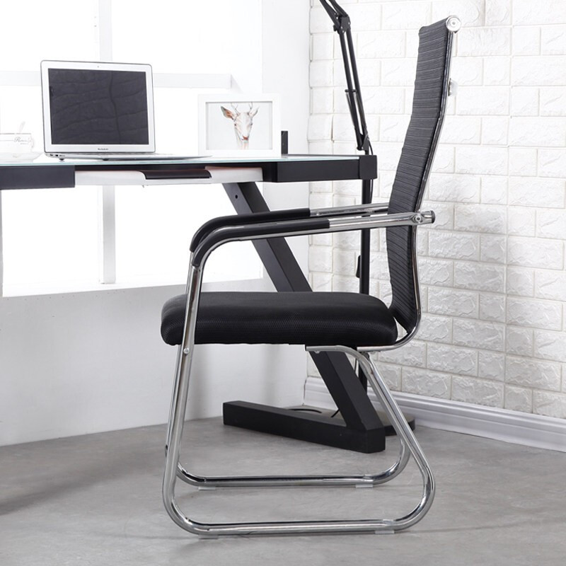 办公椅靠背现代简约电脑椅职员椅会议椅家用弓形椅高背网咖啡色椅