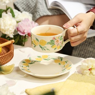 礼盒送人伴手礼陶瓷下午茶杯一对杯子生日礼物 蓝莲花咖啡杯碟套装