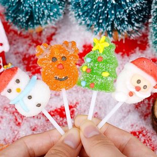 圣诞节儿童糖果组合图案混合水果口味卡通造型软糖果汁棒棒糖盒装