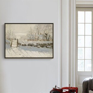 饰画壁画仿制油画 雪景挂画客厅卧室餐厅沙发背景装 喜鹊 莫奈冬季