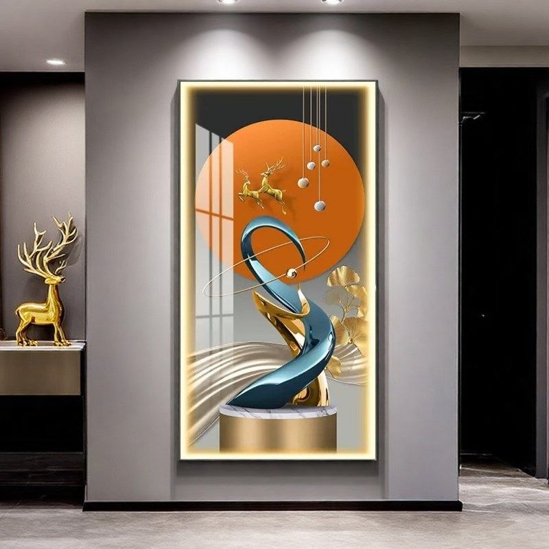 带灯玄关装饰画led氛围感应灯入户门高级感走廊过道轻奢简约挂画