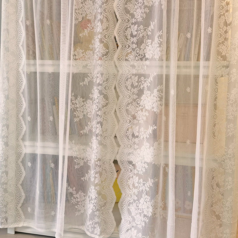 美式复古蕾丝门帘货架书架遮挡帘咖啡帘窗纱帘防尘隔断厨房遮挡书