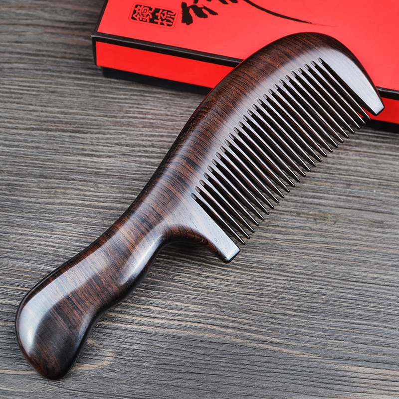 大号黑檀木梳子防静电家用男女士长发直发刻字按摩紫光檀香木梳子