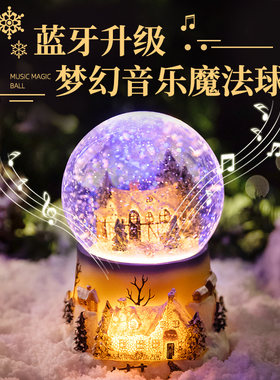 水晶球音乐盒八音盒女孩子生日礼物送女儿童下雪花小公主梦圣诞节