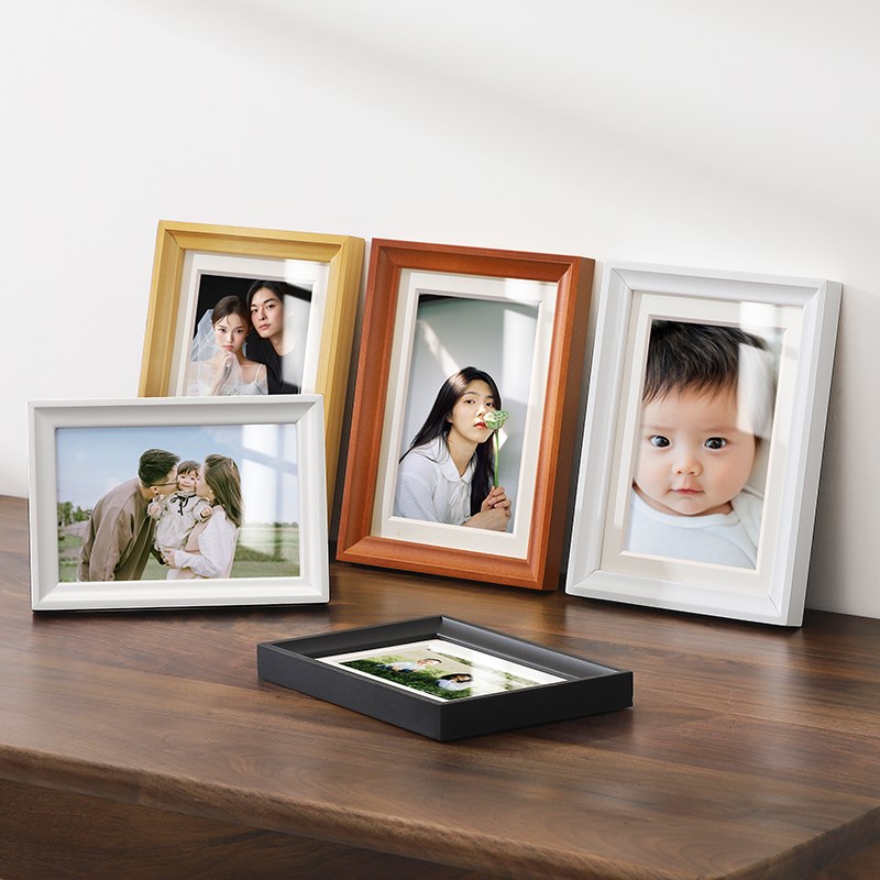 相框摆台高级感洗照片做成情侣相册加打印6寸7寸实木空框定制挂墙