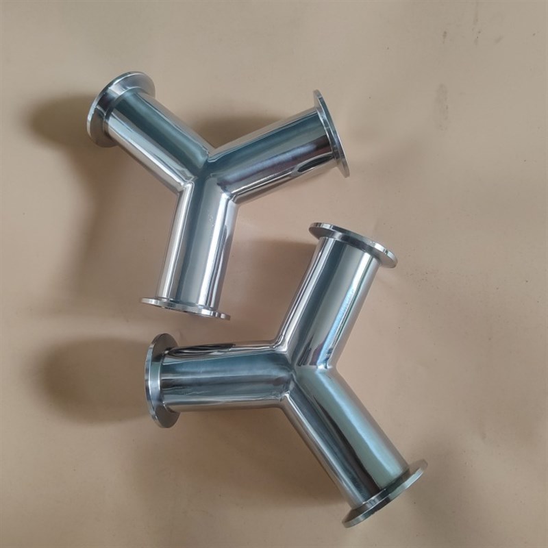 304不锈钢正丫型三通卫生级真空快装Y型三通接头一分二夹头三通