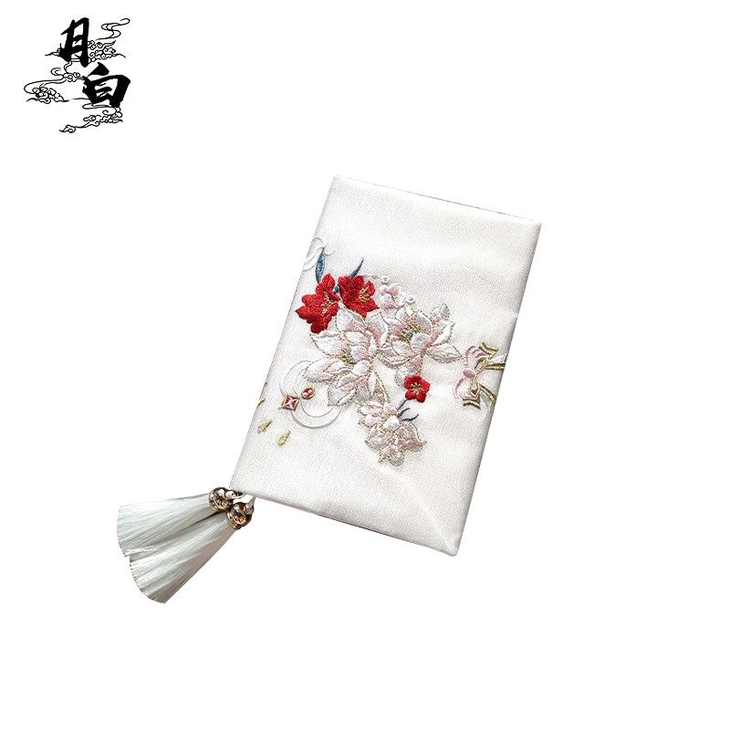 月白 花语 国风刺绣手工布艺书衣手帐本手账本A5日记本笔记本书皮