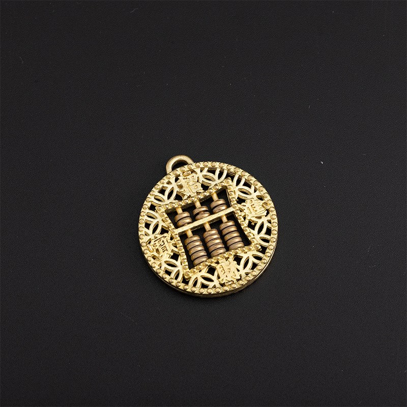 复古金属黄铜迷你活动算盘精打细算财务算盘钥匙扣挂件日进斗金