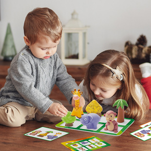 动物排排队儿童益智软胶玩具空间逻辑思维训练桌游幼儿园早教认知