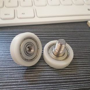 M6螺纹螺丝M8螺杆导轮608ZZ包塑pom 尼龙轴承轮平面滚轮抽屉展柜