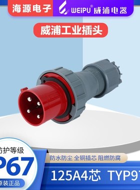 威浦WEIPU125A4芯 防水大电流工业插头 TYP973 3P+E 380V IP67