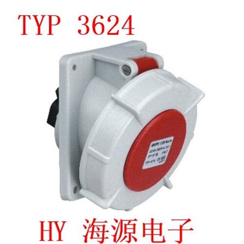 威浦 weipu工业插座TYP3619 4芯 3P+E  暗装斜式 插座 16A IP67
