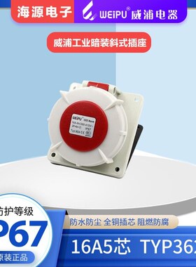 WEIPU威浦TYP3624工业插座 工业连接器 航空插座 16A5芯暗装