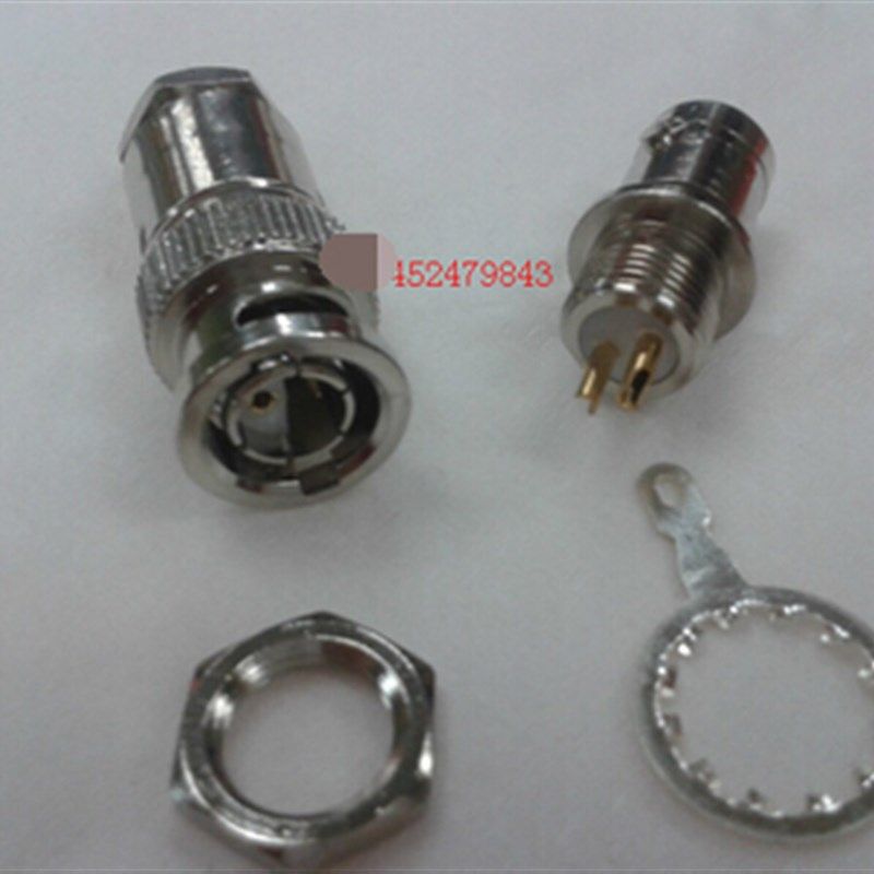 BNC双针射频连接器 BNC-J3 双芯+BNC母座 Q9座 双芯/针 双头 一套