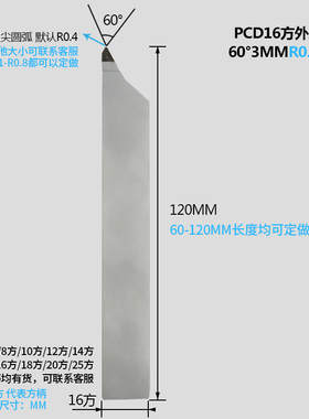 金刚石55度 60度螺纹车刀PCD CBN刀具工具 外牙刀 外螺纹车刀