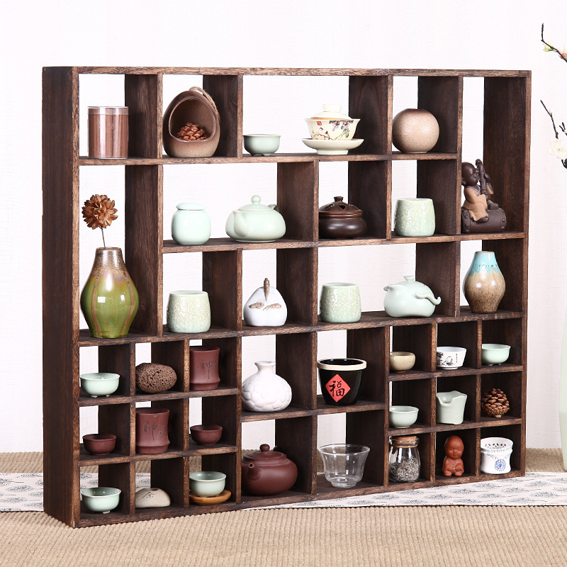 实木多宝阁茶杯架子收纳置物展示架茶架博古架紫砂茶壶茶具柜壁挂